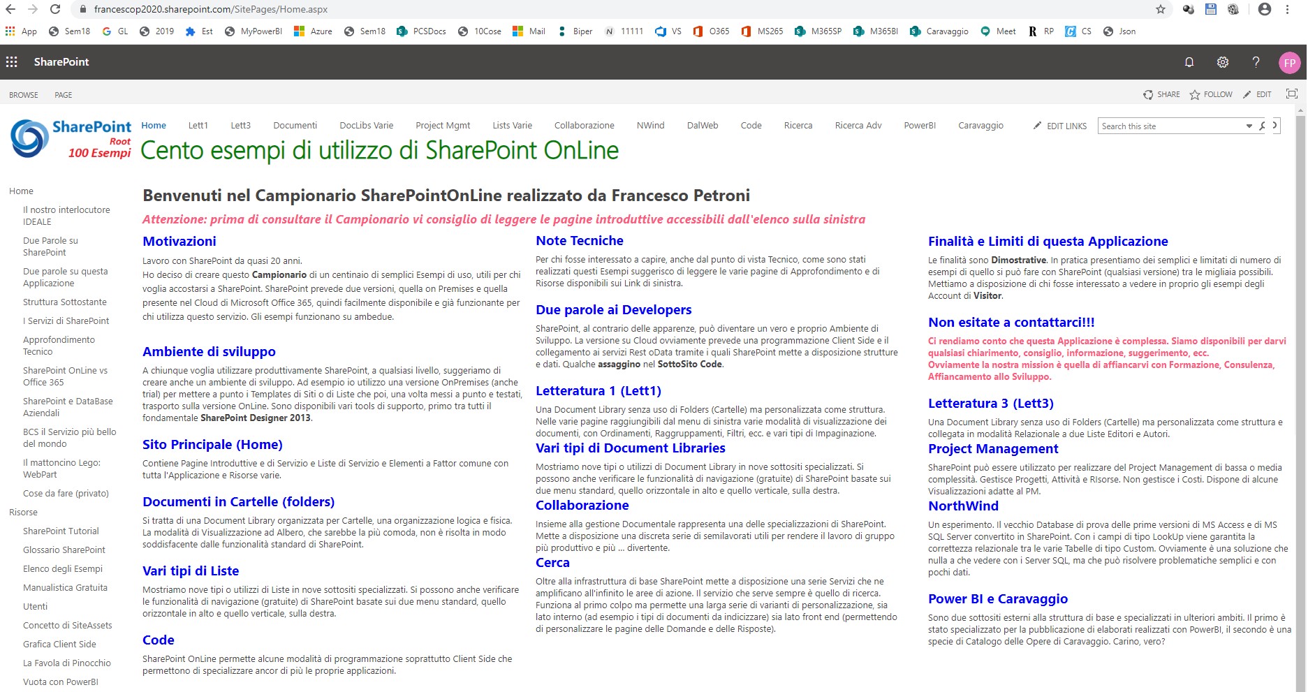 Home Page Applicazione Cento esempi di utilizzo di SharePoint OnLine